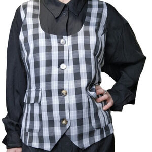 Vest plaid tailored fit black and white KANCY KOLE NWT